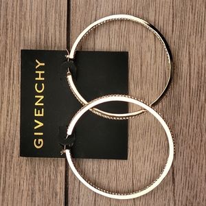 GIVENCHY Silver Gold Color Loop Diamond Interior Womens Jewelry Earrings‎ NEW